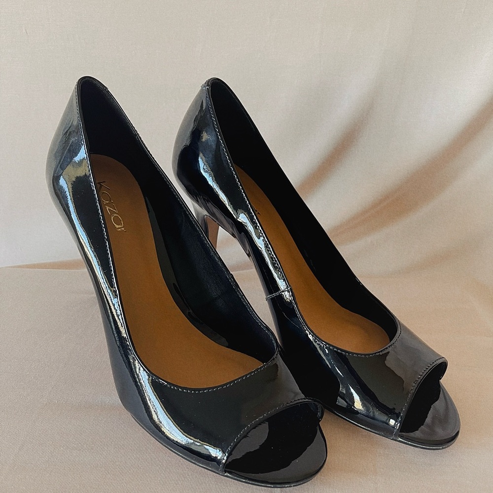 Vintage Kazan Black open toes heels size EU 39 US 8.5 NWOT